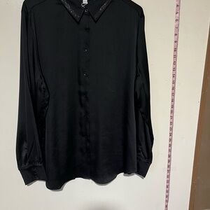 Chico's Black Blouse with Embellished Collar
